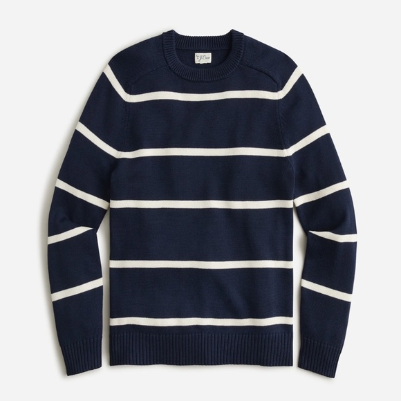 J. Crew Other - New J.CREW Mens Size S Heritage Cotton Crewneck Sweater White Navy Stripe BI842
